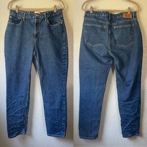 Sezane Denim Womens 32x28.5 Cotton Dark Blue Denim Button Fly Straight Leg Jeans